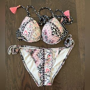 Victoria's Secret Black and White Floral Bikini